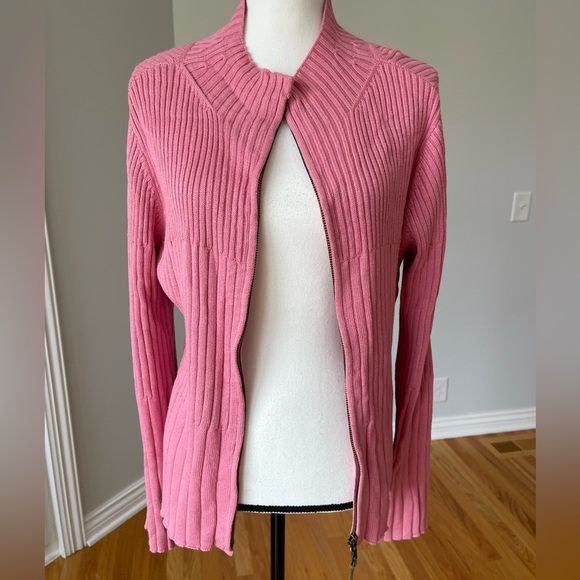 J.Jill silk and cotton zip front cardigan size large layer work date career - Picture 6 of 16